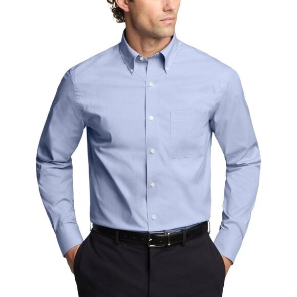 NEW Calvin Klein Men's XL Regular Stretch Button down Dress Shirt Blue Textured - Picture 1 of 11